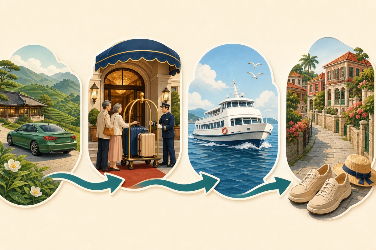 Drive from Anxi and take the ferry to Gulangyu