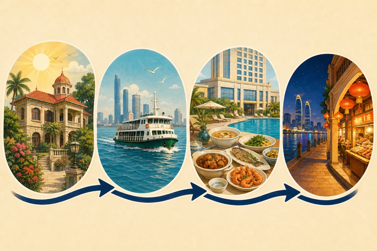 Leave Gulangyu for lunch and an evening city walk